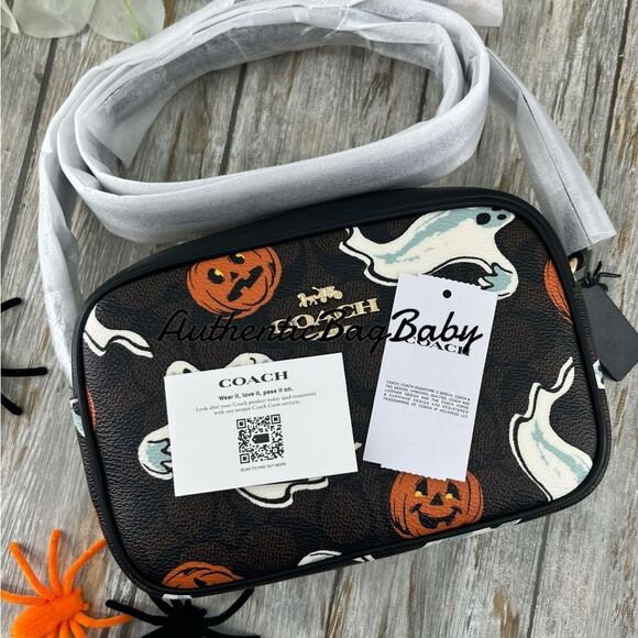 Authentic Coach Mini Jamie Camera Bag In Signature Canvas With Halloween Print - Picture 7 of 12